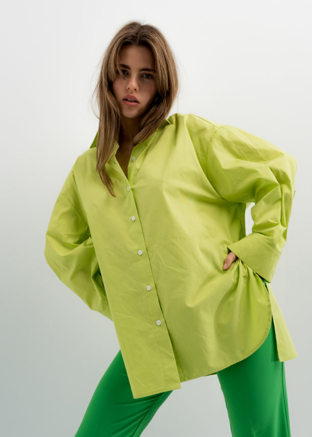 camisa popelin oversize-verde-xs