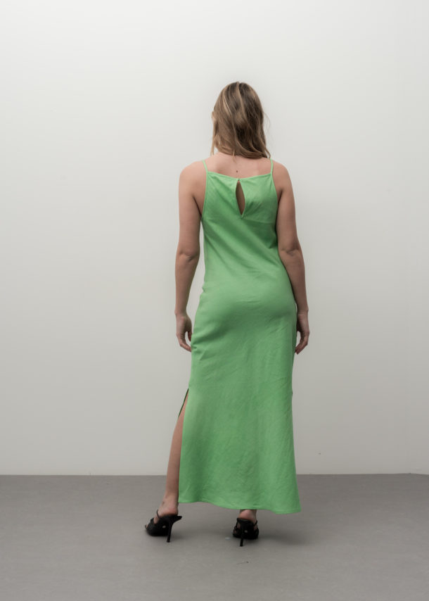 vestido lino tirantas-verde-xl