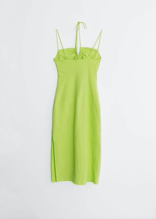 vestido lino midi-verde-m