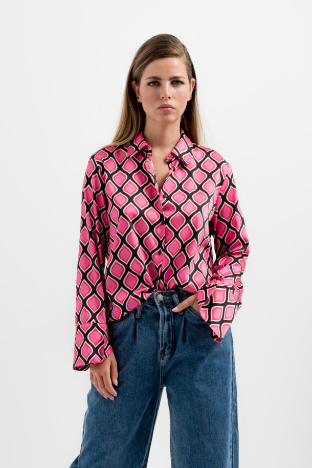 camisa estampado geométrico-rosa-m