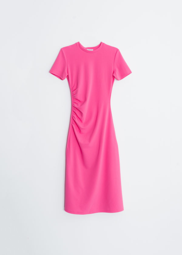 vestido midi manga corta-rosa-xl