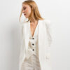 blazer con lino detalle frunce-crudo-m